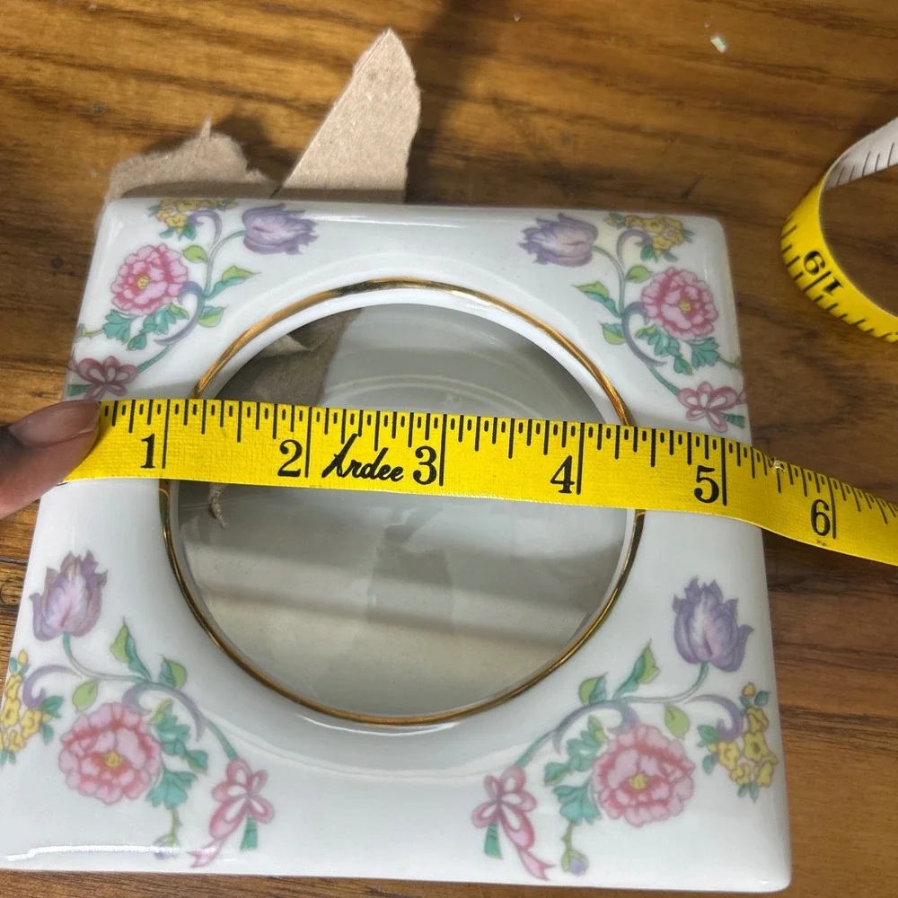 Andrea by Sadek Floral Porcelain Frame White Gold Trim Vintage Japan cottagecore